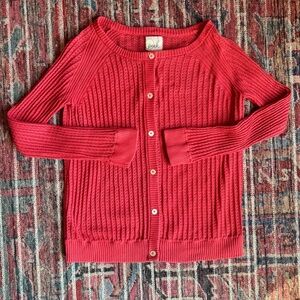 Pink Peek Size 12 Pointelle Ribbed Cotton Cardigan